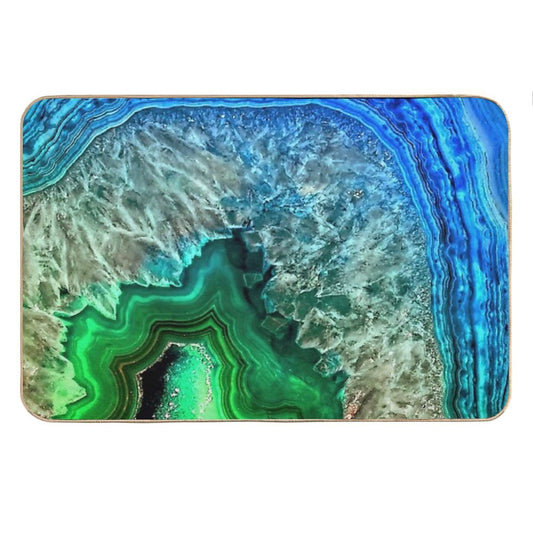 Green And Blue Faux Agate Mineral Gemstone Bath Mat