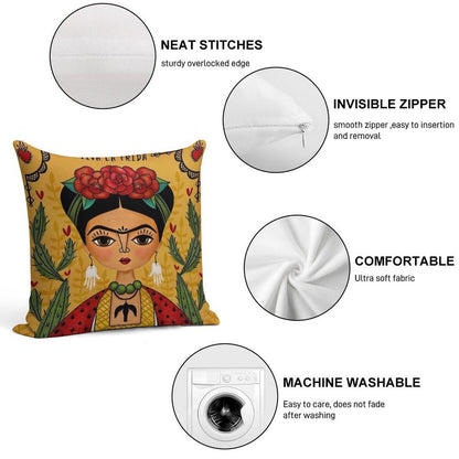 Frida Kahlo Illustration Soft Ultra-Soft Texture Throw Pillow