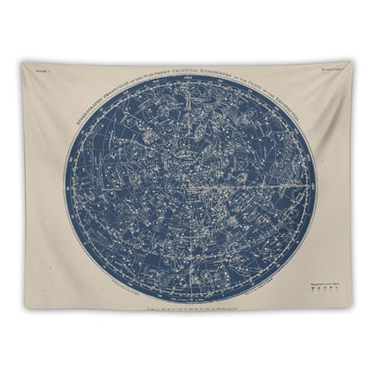 Constellations of The Northern Hemisphere Vintage Azure Blue Tapestry