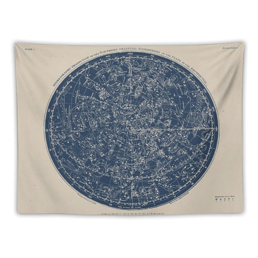 Constellations of The Northern Hemisphere Vintage Azure Blue Tapestry