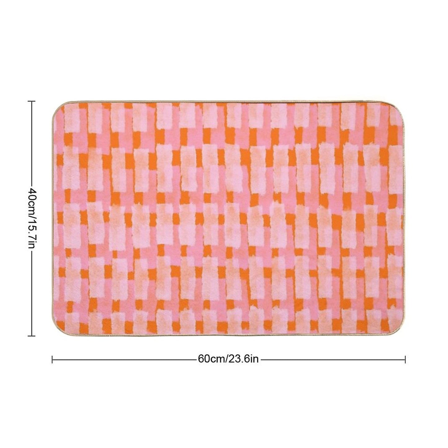 Pink And Orange, Brush Strokes, Geometric Bath Mat