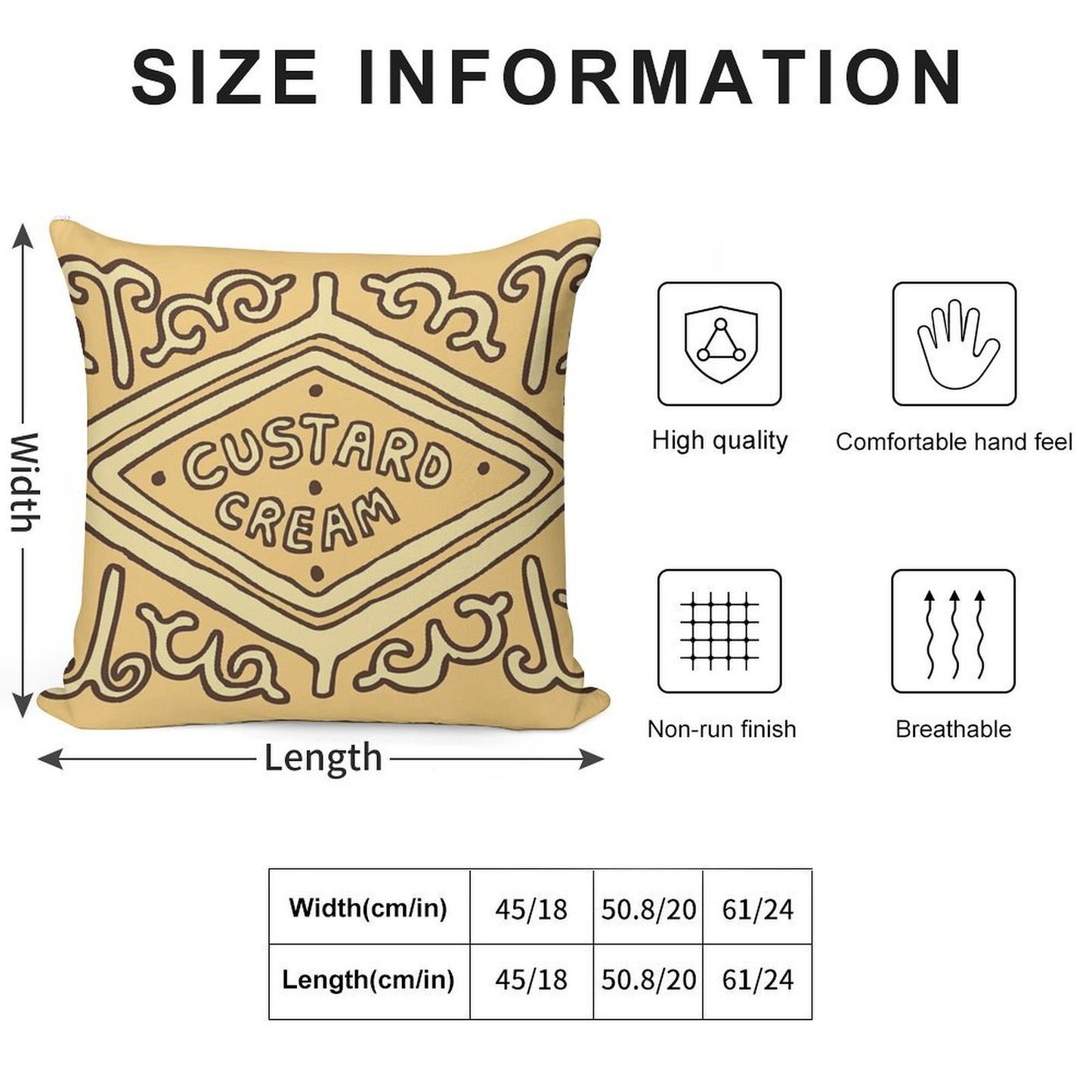 Custard Cream British Biscuit Soft Luxury Feel Throw Pillow