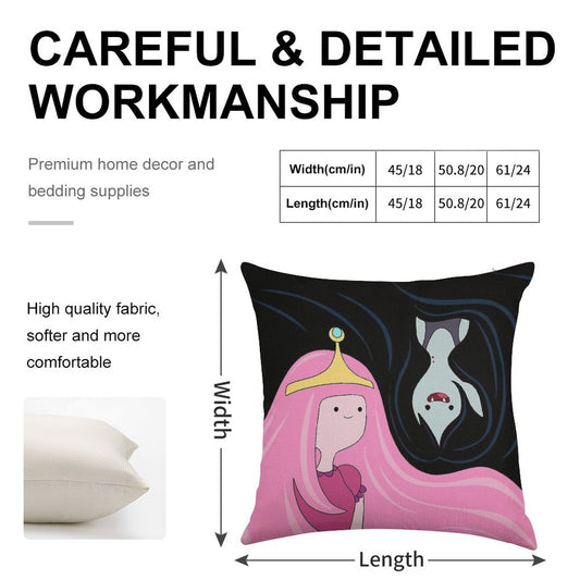 Princess Bubblegum And Marceline Linen Throw Pillow Cover