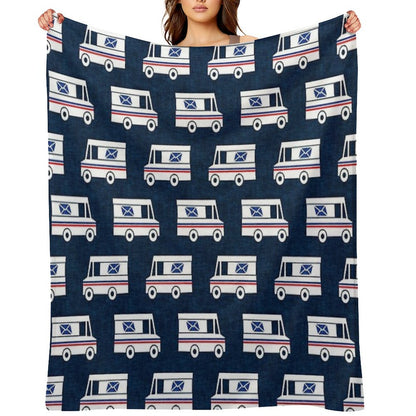 Mail Trucks - Blue Throw Blanket