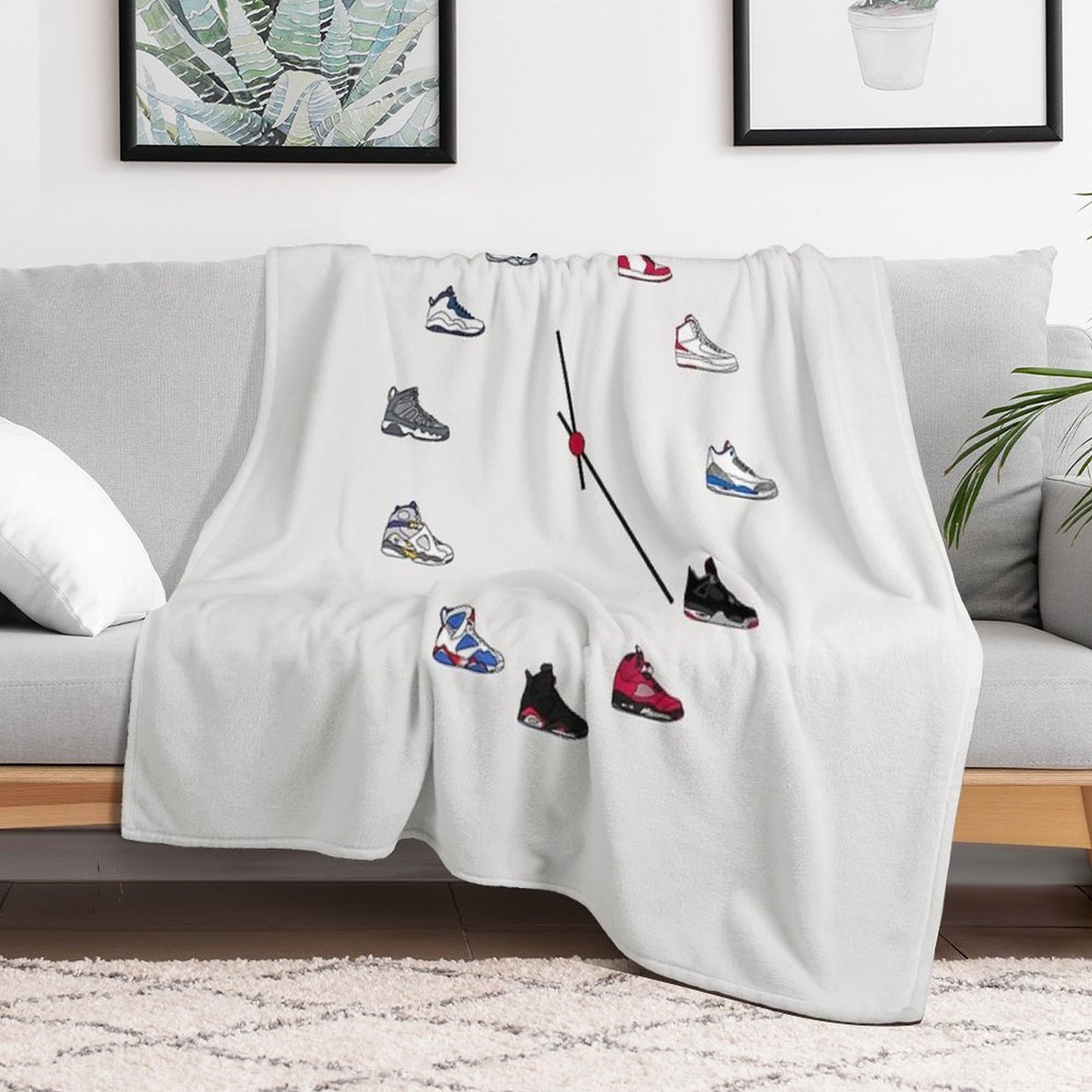 Jordan Sneaker Clock Throw Blanket