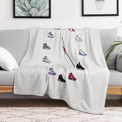 Jordan Sneaker Clock Throw Blanket