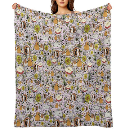 Guinea Pigs in Pink Throw Blanket