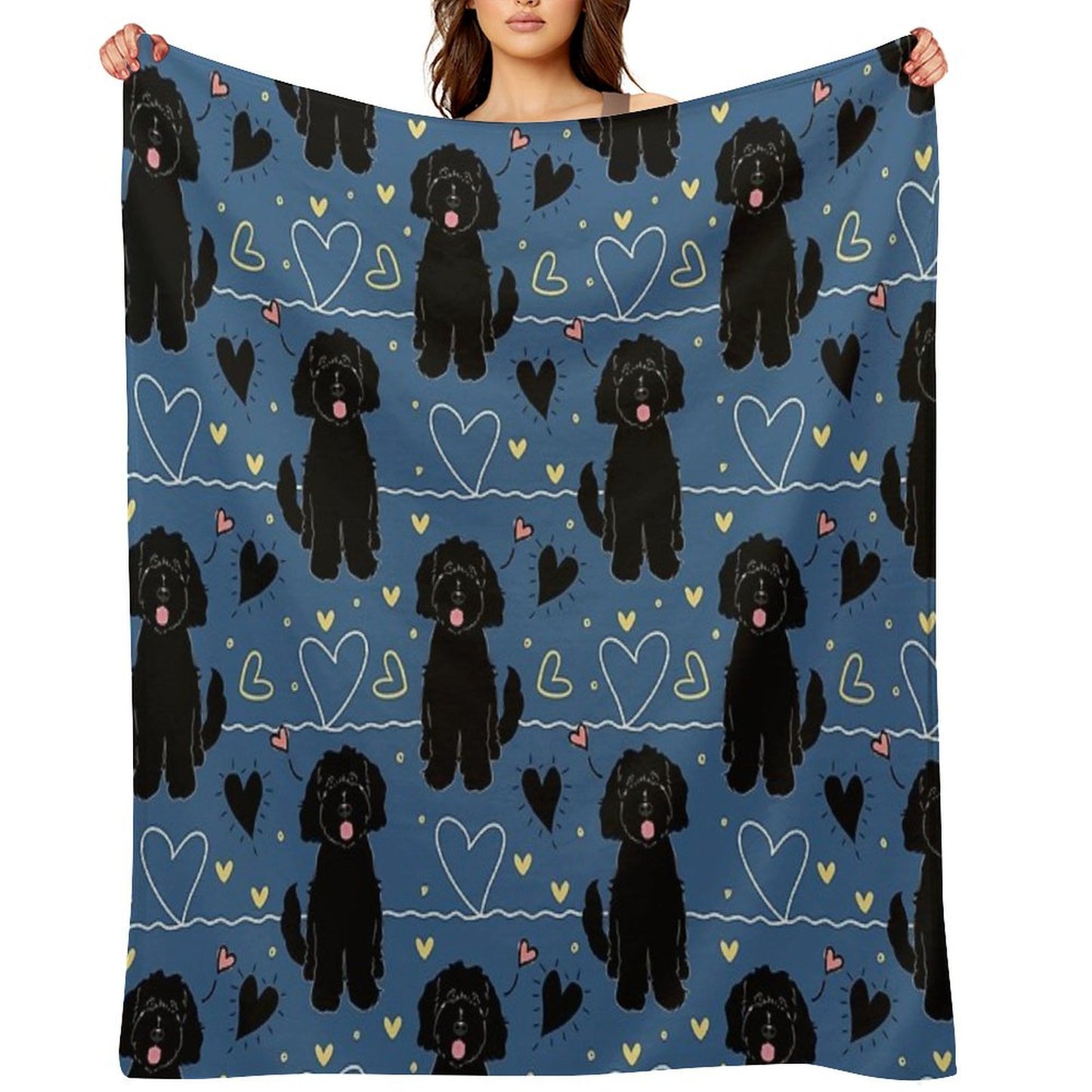 LOVE Black Goldendoodle Dog Throw Blanket