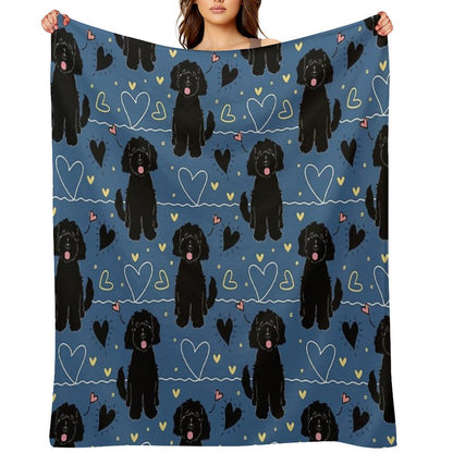 LOVE Black Goldendoodle Dog Throw Blanket