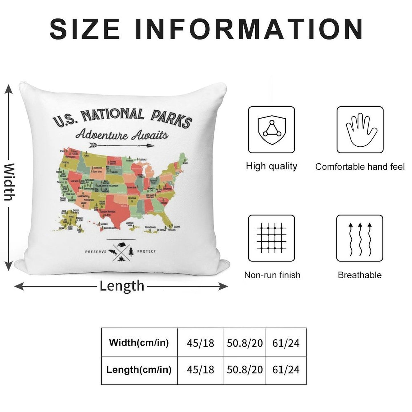 National Park Map Vintage T Shirt - All 63 National Parks Gifts T-shirt Men Women Kids Soft Luxury Feel Throw Pillow