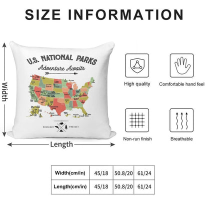 National Park Map Vintage T Shirt - All 63 National Parks Gifts T-shirt Men Women Kids Soft Luxury Feel Throw Pillow