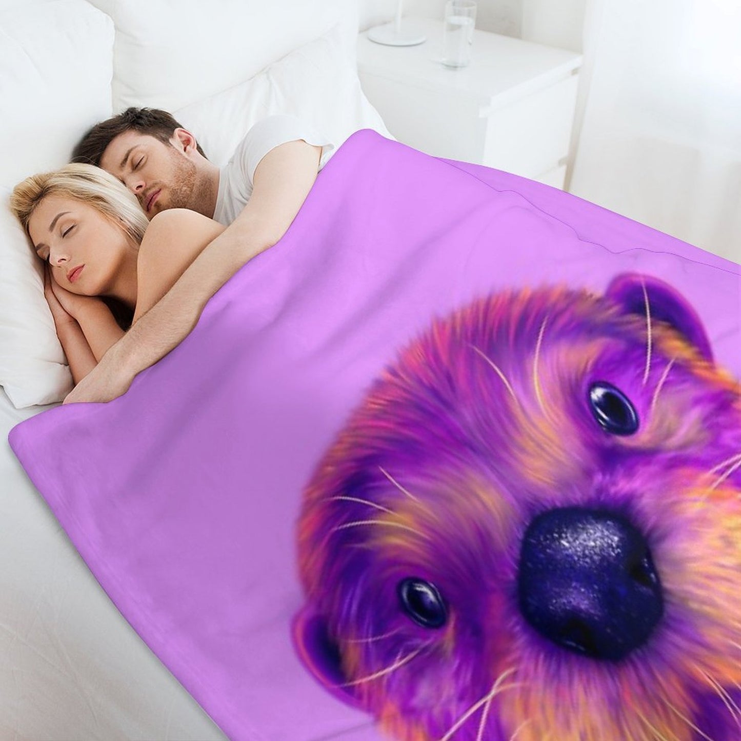 Purple Otter Throw Blanket