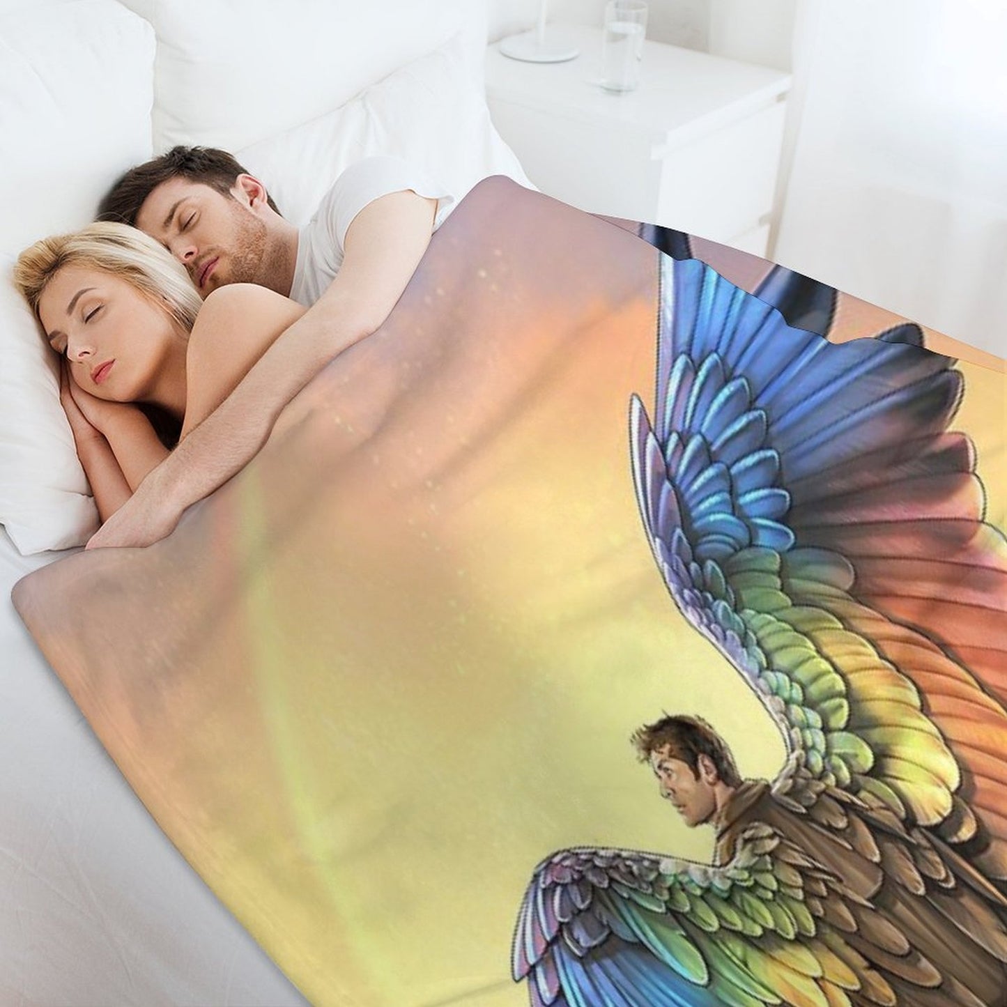 Rainbow Angel Throw Blanket