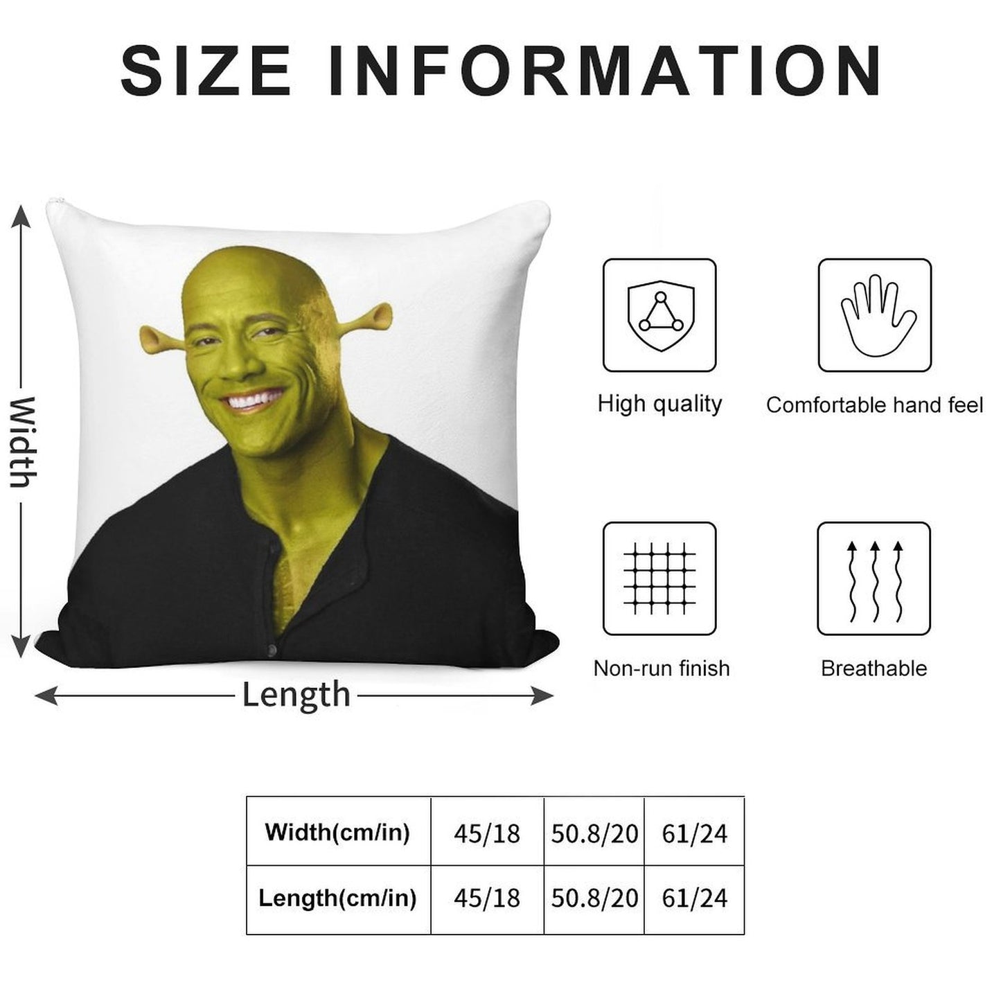 Shrek - Dwayne The Rock Johnson - Work of Art Soft High-Density Material Throw Pillow