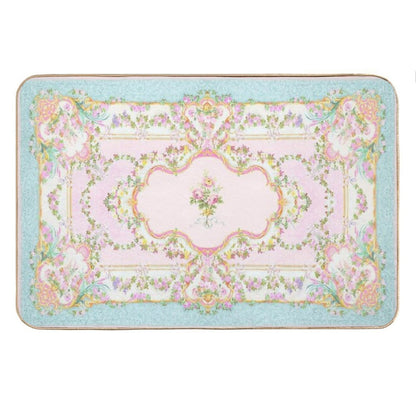 French Rococo Floral Watercolor Panel Bath Mat