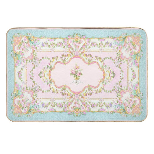 French Rococo Floral Watercolor Panel Bath Mat