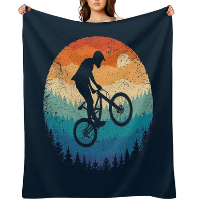 Mountain Biking Retro Throw Blanket
