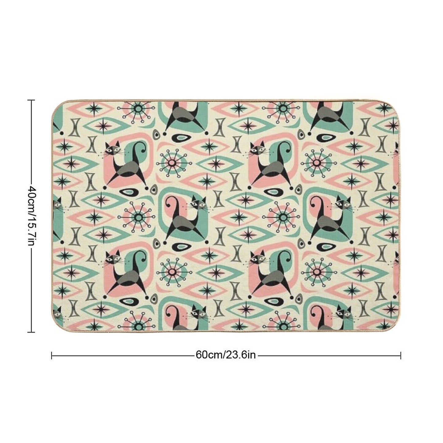 Mid Century Cat Abstract Bath Mat