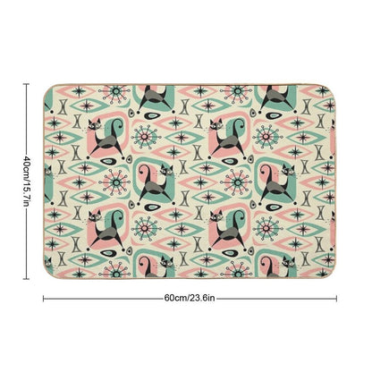 Mid Century Cat Abstract Bath Mat