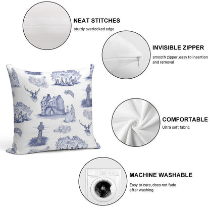 Highlander Toile in Blue Soft Warmth Comfort Throw Pillow