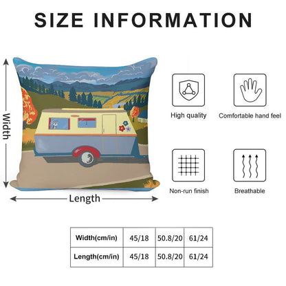 Vintage Caravan on Tour (with A Schnauzer!) Soft Multiple Sizes Throw Pillow