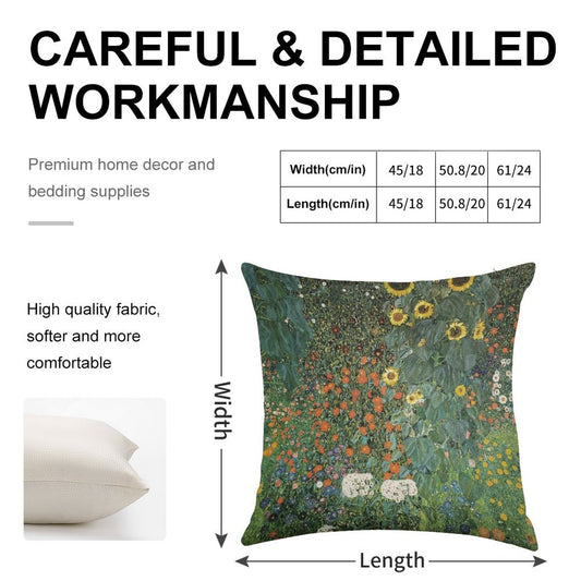 Gustav Klimt - The Sunflower Linen Throw Pillow Cover