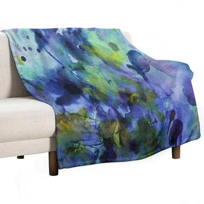 Watercolor in Purple And Green Throw Blanket