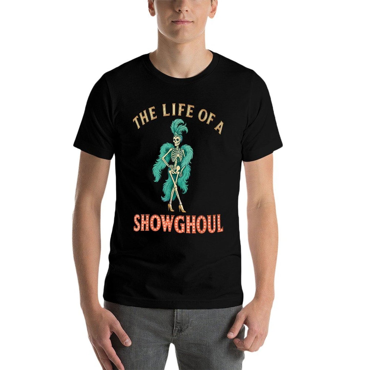 The Life of A Showghoul Retro Halloween Show Skeleton Girl  Vintage-inspired T-Shirt