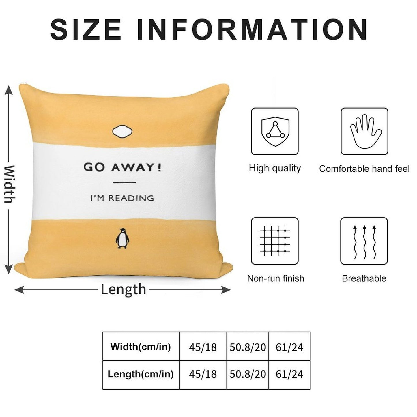 Go Away! I'm Reading - Penguin Classic Book - Book Lover, Book Quote Soft Washable Throw Pillow