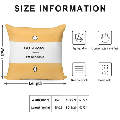 Go Away! I'm Reading - Penguin Classic Book - Book Lover, Book Quote Soft Washable Throw Pillow