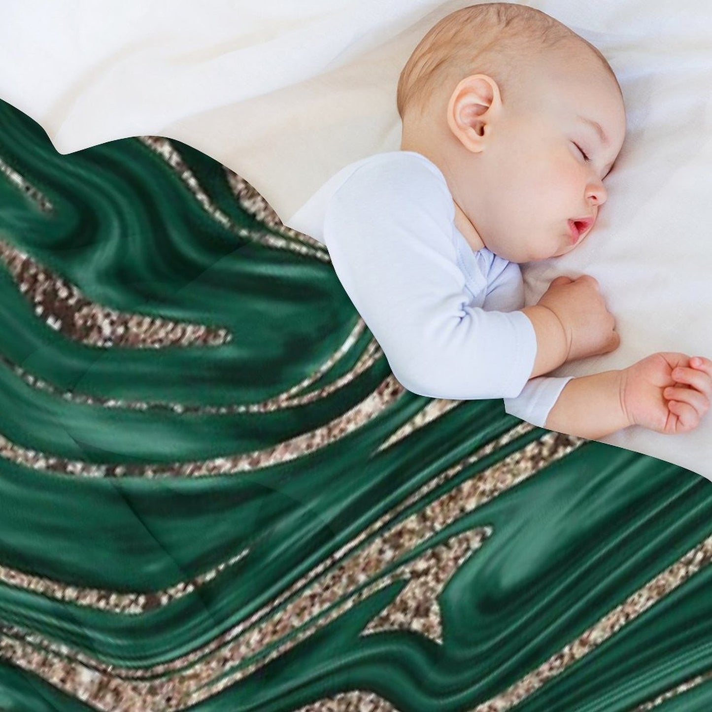 Emerald Green Black Gold Glam Marble #1 (Photo of Glitter Only - Not Reflective) Throw Blanket