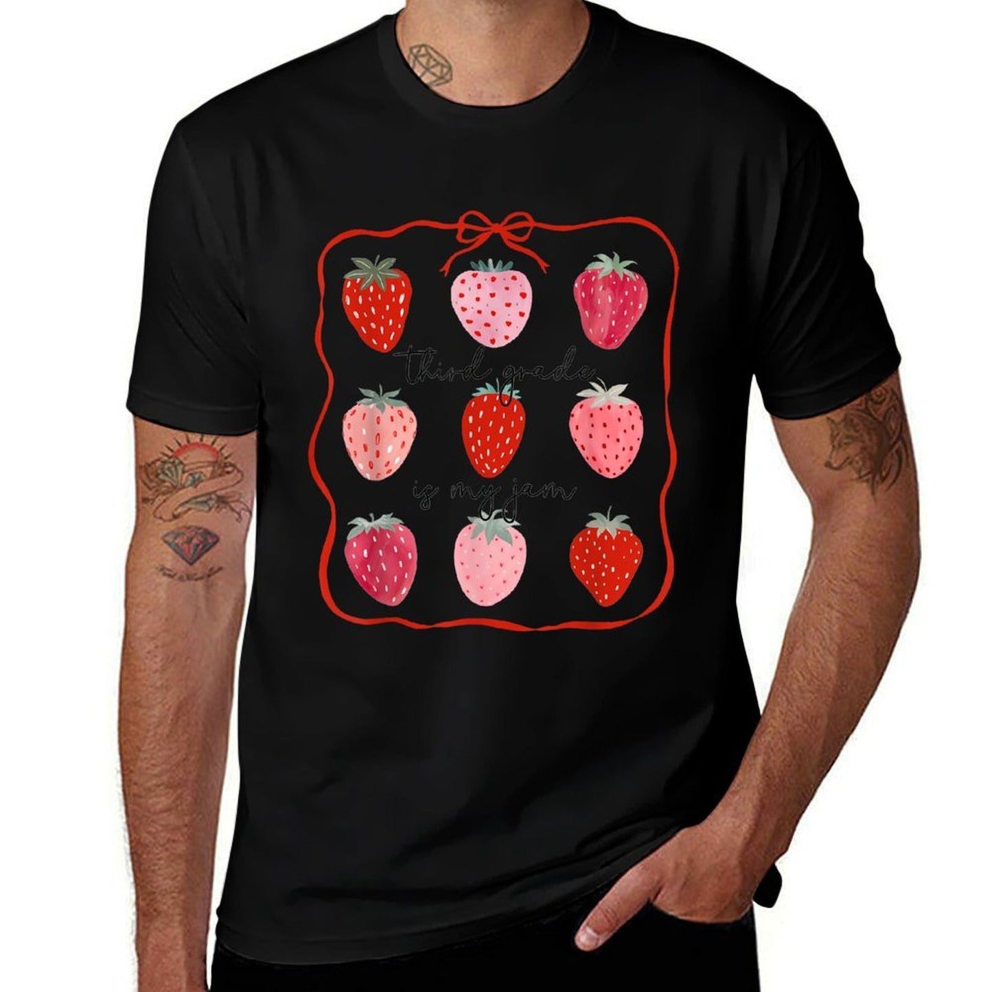Women Third Grade Is My Jam Strawberry Third Grade Teacher  Soft T-Shirt