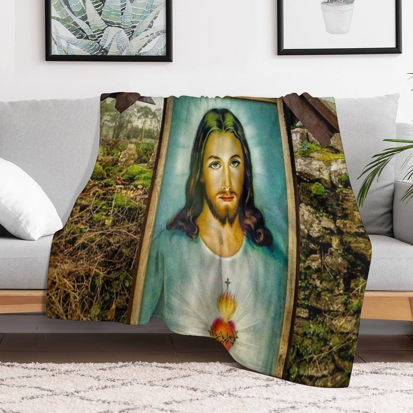 Sacred Heart Of Jesus Throw Blanket