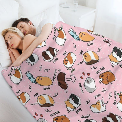 Guinea Pig Daily To-Do List - Pink Background Throw Blanket