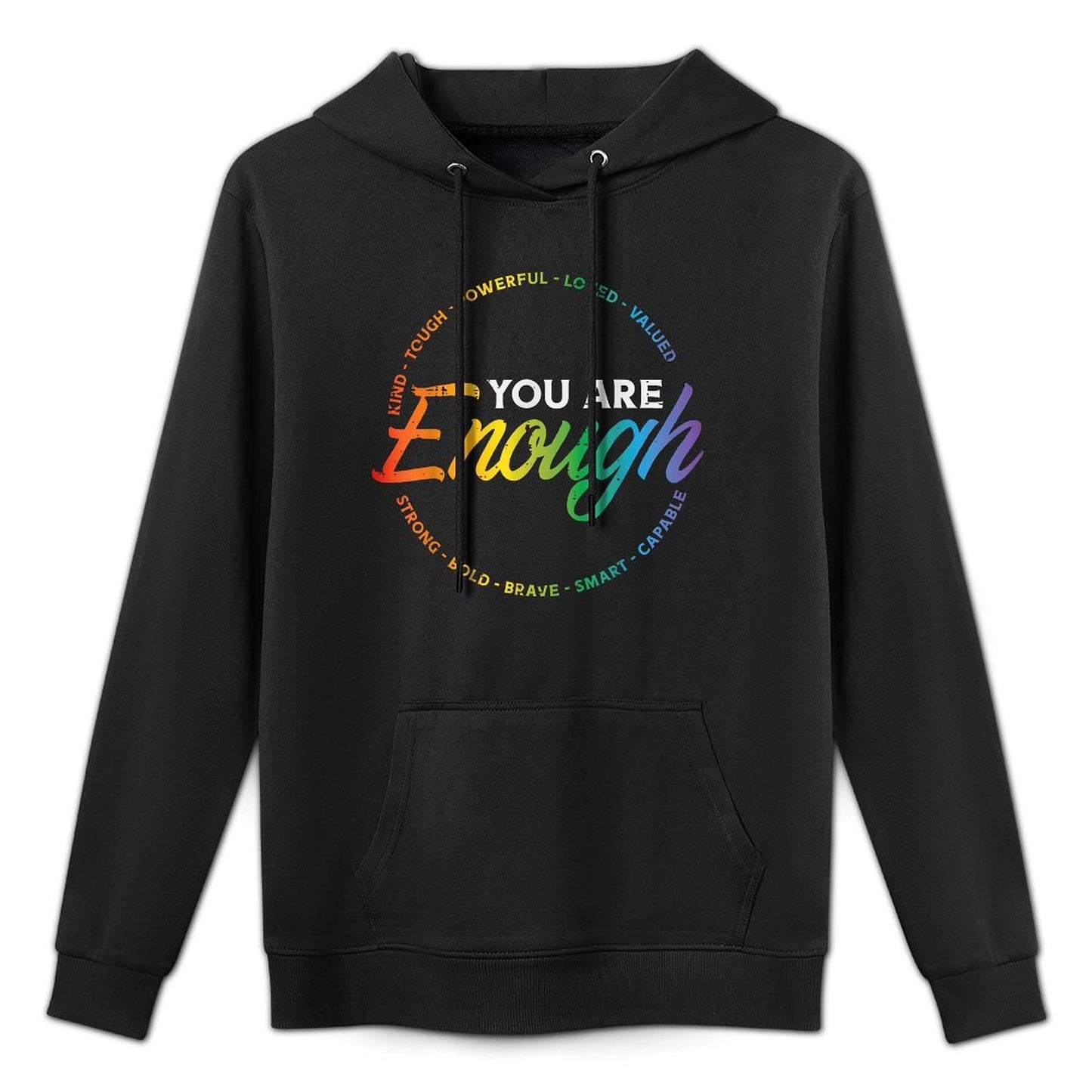 Gay You Are Enough Rainbow Pride Ally LGBTQ Men Women Cotton-Polyester Blend Hoodie
