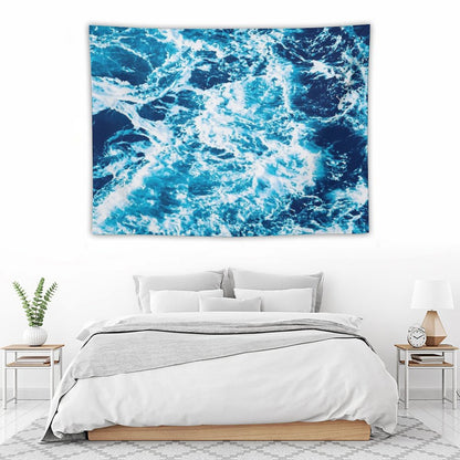 Turquoise Ocean Wave - Electric Marbled Seas Tapestry