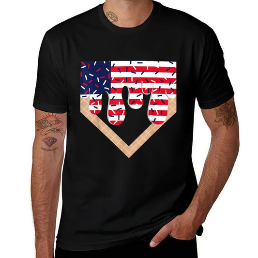 Baseball Drip Boy Ice Cream Patriotic American 4th July  Slim-fit Cut T-Shirt
