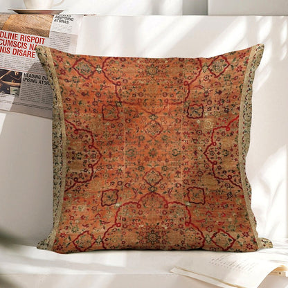 17th Century Velvet And Silk Carpet Print Linen Throw Pillow Cover