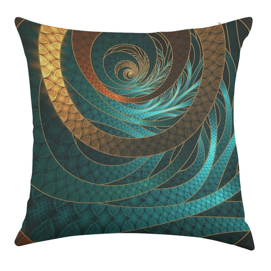Beautiful Corded Leather Turquoise Fractal Bangles Linen Throw Pillow Cover