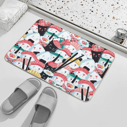 Kawaii Sushi Crowd Bath Mat