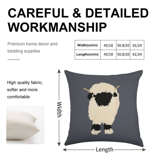 Black Nose Valais Sheep Linen Throw Pillow Cover