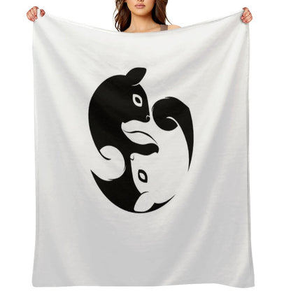 Yin Yang Squirrel - Zen Yoga Symbol Throw Blanket
