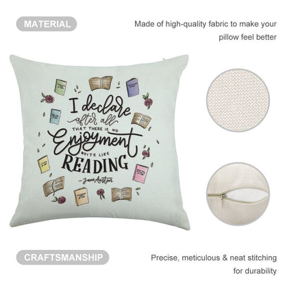 No Enjoyment Like Reading Linen Throw Pillow Cover