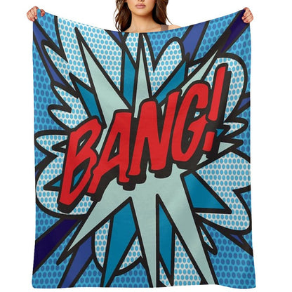 BANG Comic Book Pop Art Modern Fun Graphic Throw Blanket