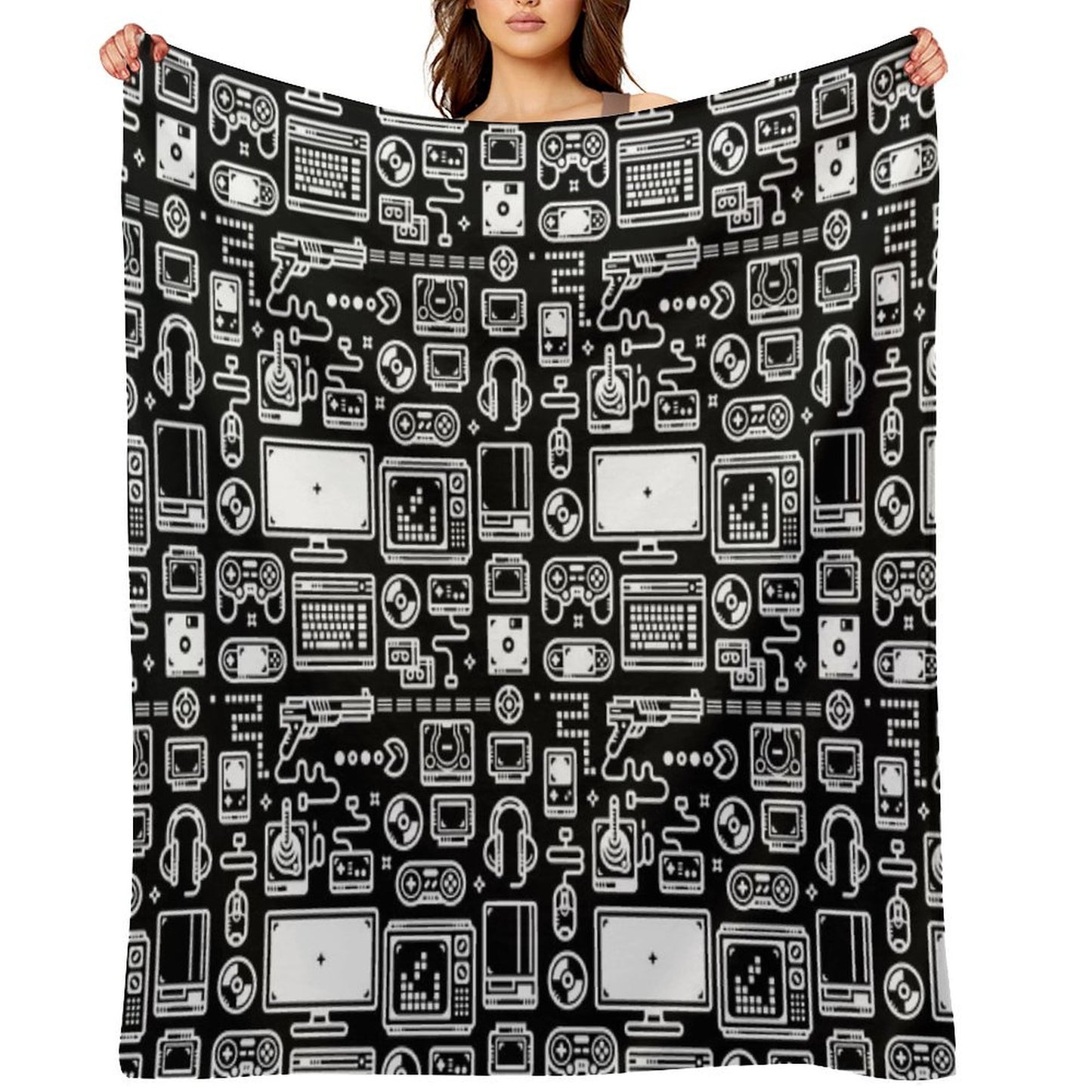Retro Gamer Video Game Consoles, PC's, Controllers, Joysticks And Gamepads Throw Blanket