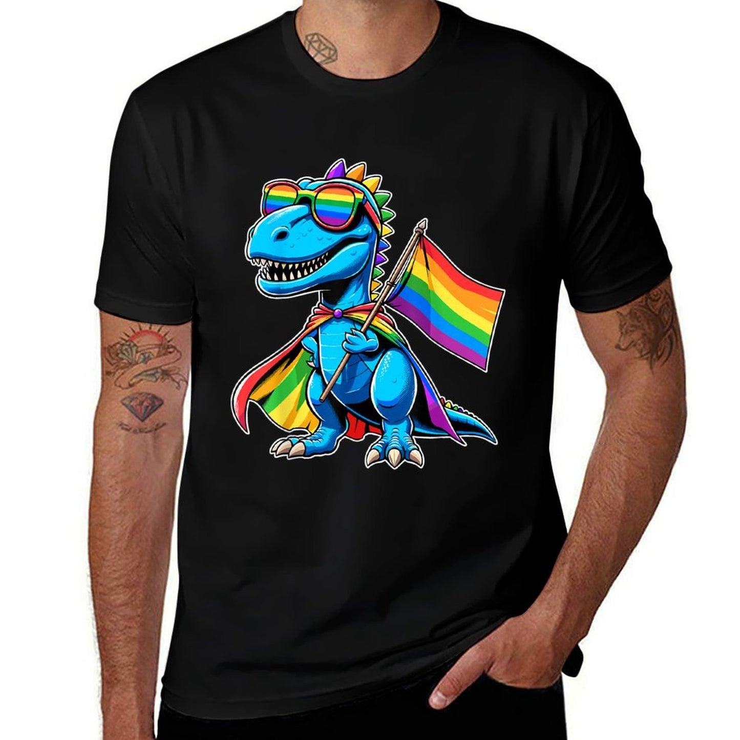 Dinosaur Gay Pride LGBT Rainbow  Trendy Pattern T-Shirt