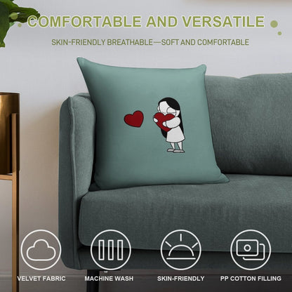 Catana Hearts Soft Skin-Friendly Throw Pillow