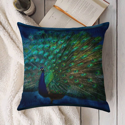 Being Yourself - Peacock Art Linen Throw Pillow Cover