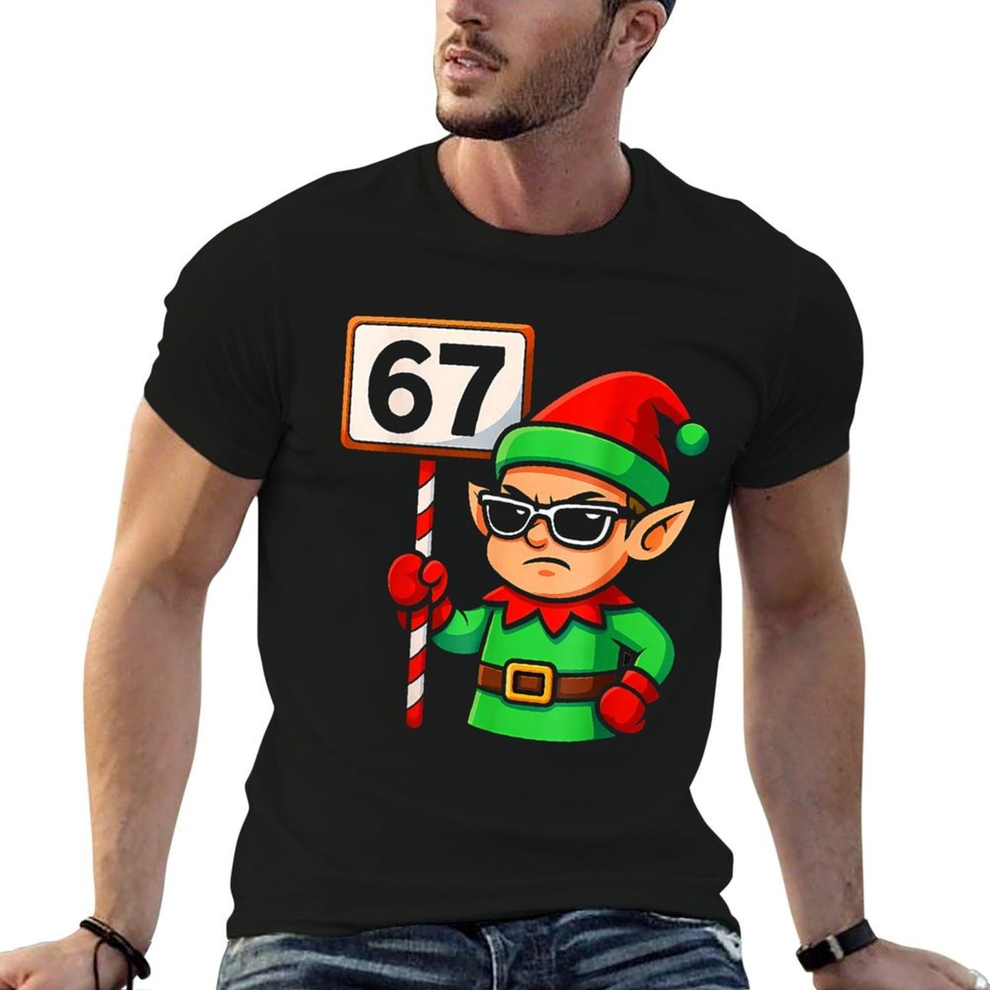 Funny Elf Six Seven 6 7 Meme Christmas Costume 67 Women Kids  Cotton T-Shirt