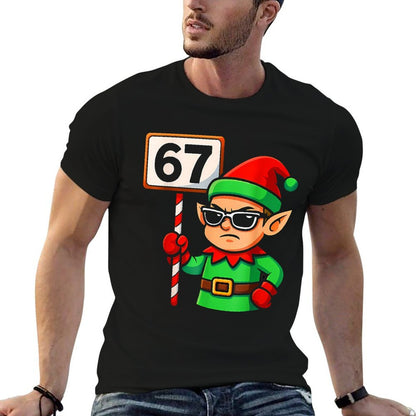 Funny Elf Six Seven 6 7 Meme Christmas Costume 67 Women Kids  Cotton T-Shirt